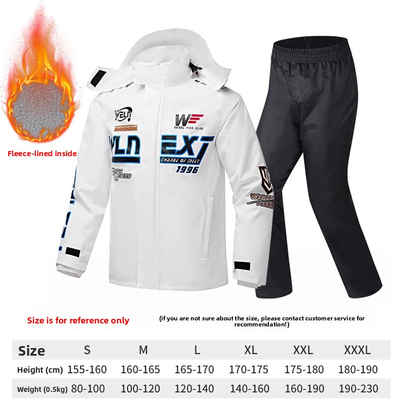 Motorcycle Gear Full Suit - ชุดกันฝนสำหรับขี่มอเตอร์ไซค์ผู้ชาย ระบายอากาศได้ดี ป้องกันพายุฝน ผ้าอ็อกซ์ฟอร์ดคลุมทั้งตัว สีดำ/ขาว หลายขนาด