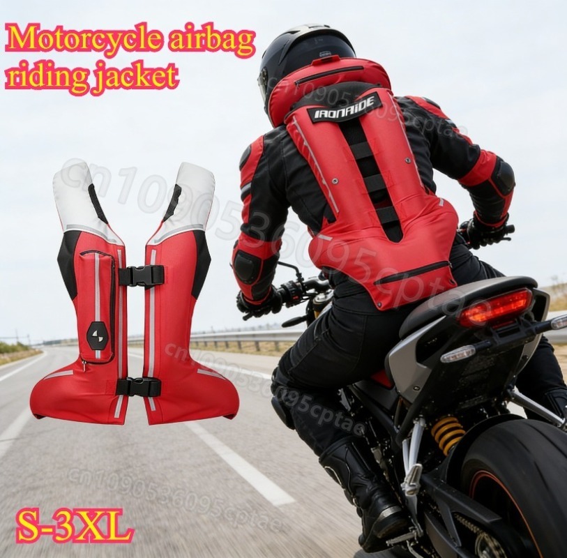 Motorcycle Gear With Airbag - เสื้อกั๊กถุงลมนิรภัยสำหรับรถจักรยานยนต์ สะท้อนแสง ป้องกันการตก ป้องกันการกระแทก อุปกรณ์ป้องกันความปลอดภัยสำหรับขับขี่มอเตอร์ไซค์