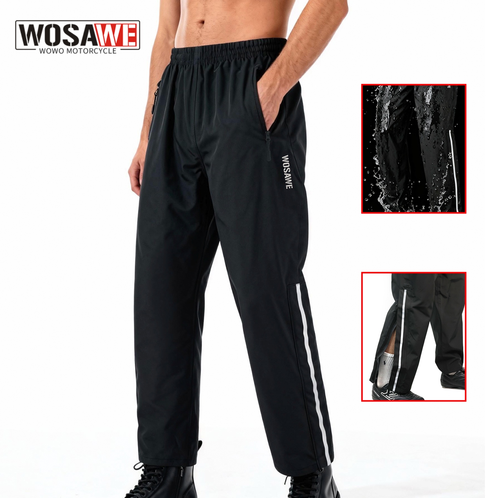 Motorcycle Rain Suit - กางเกงกันฝนสำหรับขี่มอเตอร์ไซค์ WOSAWE แบบกันน้ำสำหรับผู้ใหญ่ ใส่ได้ทั้งชายและหญิง เหมาะสำหรับขี่รถ ตกปลา