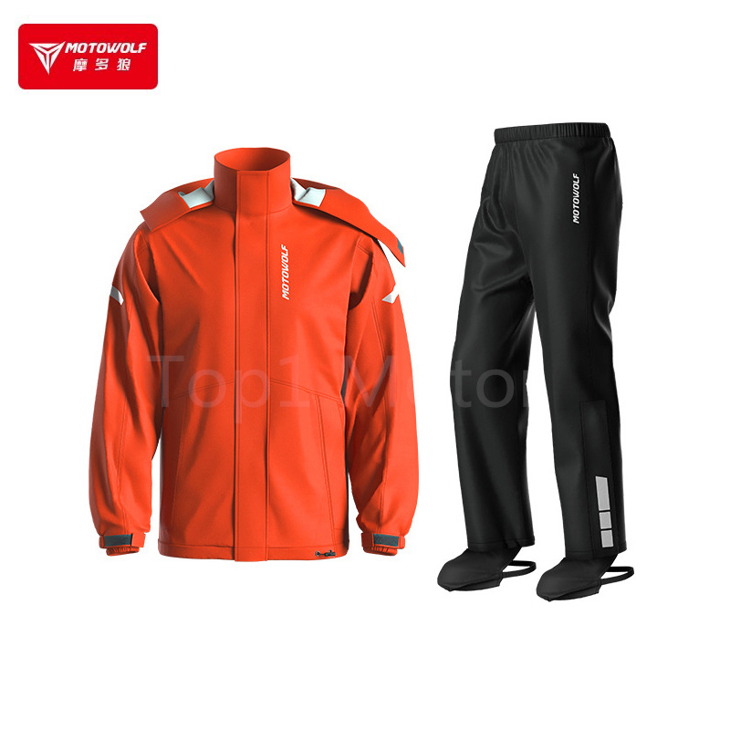 Motorcycle Rain Suit - เสื้อกันฝนสำหรับขี่มอเตอร์ไซค์สำหรับผู้ชายเสื้อกันฝนสำหรับผู้หญิงเสื้อแจ็คเก็ตกันน้ำสะท้อนแสงกันน้ำมีกระเป๋าใส่รองเท้า