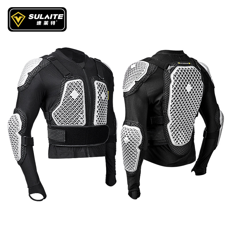 Motorcycle Gear Full Suit - SULAITE เสื้อแจ็คเก็ตรถจักรยานยนต์ชุดกางเกงผู้ชายฤดูร้อนระบายอากาศได้ดีซิปเต็มตัวปรับเอวได้ชุดขี่มอเตอร์ไซค์สีดำสีขาวอุปกรณ์ทัวร์ริ่ง