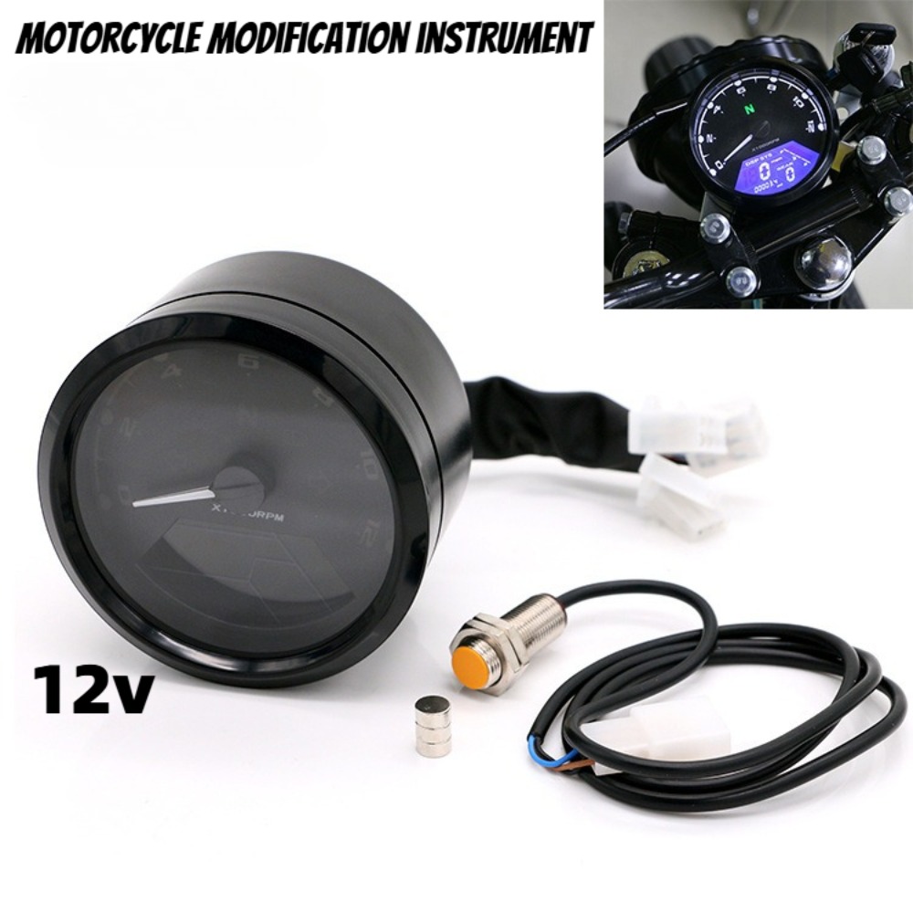 Motorcycle Gear Indicator - มาตรวัดความเร็วรถจักรยานยนต์แบบดิจิตอล 12000RPM กม./ชม. พร้อมจอ LCD แสดงสถานะเกียร์