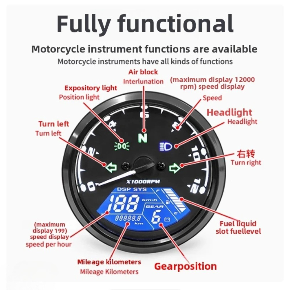 มาตรวัดความเร็วรถจักรยานยนต์แบ - Motorcycle Gear Indicator บทวิจารณ์และราคา
